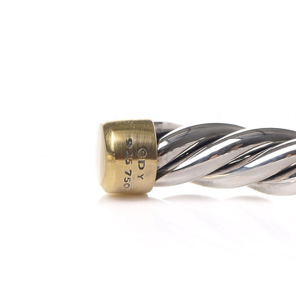 David Yurman Sterling Silver 18K Yellow Gold 6mm Cable Classic Cuff Bracelet 4 of 5