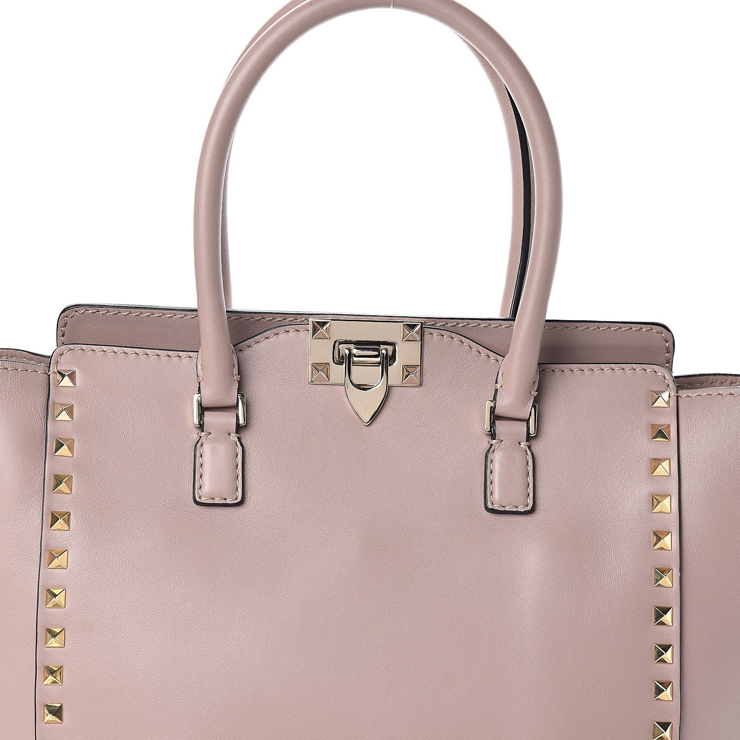 Valentino Garavani Vitello Rockstud Double Handle Tote Poudre 6 of 8