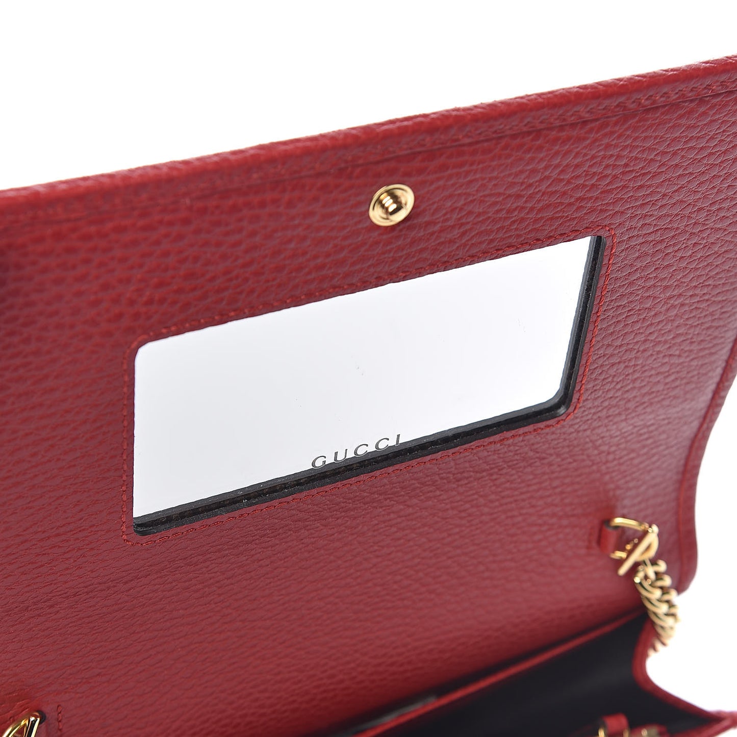 Dollar Calfskin Mini GG Marmont Chain Wallet Hibiscus Red
