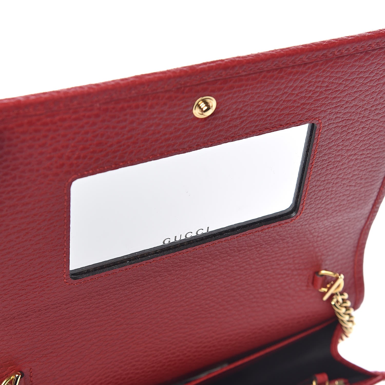 Gucci Dollar Calfskin Mini GG Marmont Chain Wallet Hibiscus Red 7 of 11