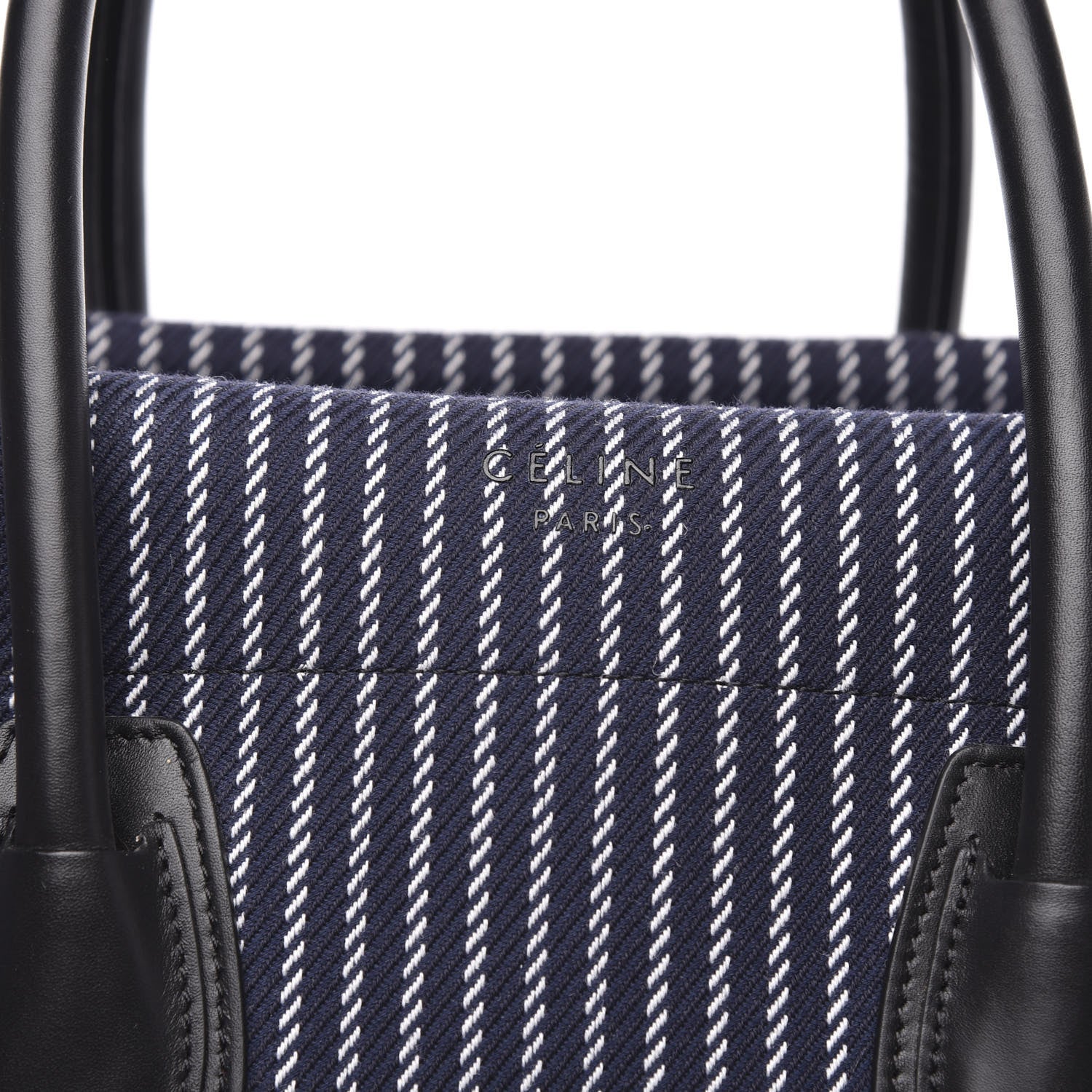 Celine Cotton Canvas Striped Medium Phantom Luggage Navy White 11 of 11