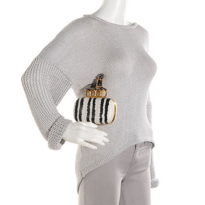 Alexander McQueen Watersnake Panther Knuckle Duster Clutch Black White 4 of 11