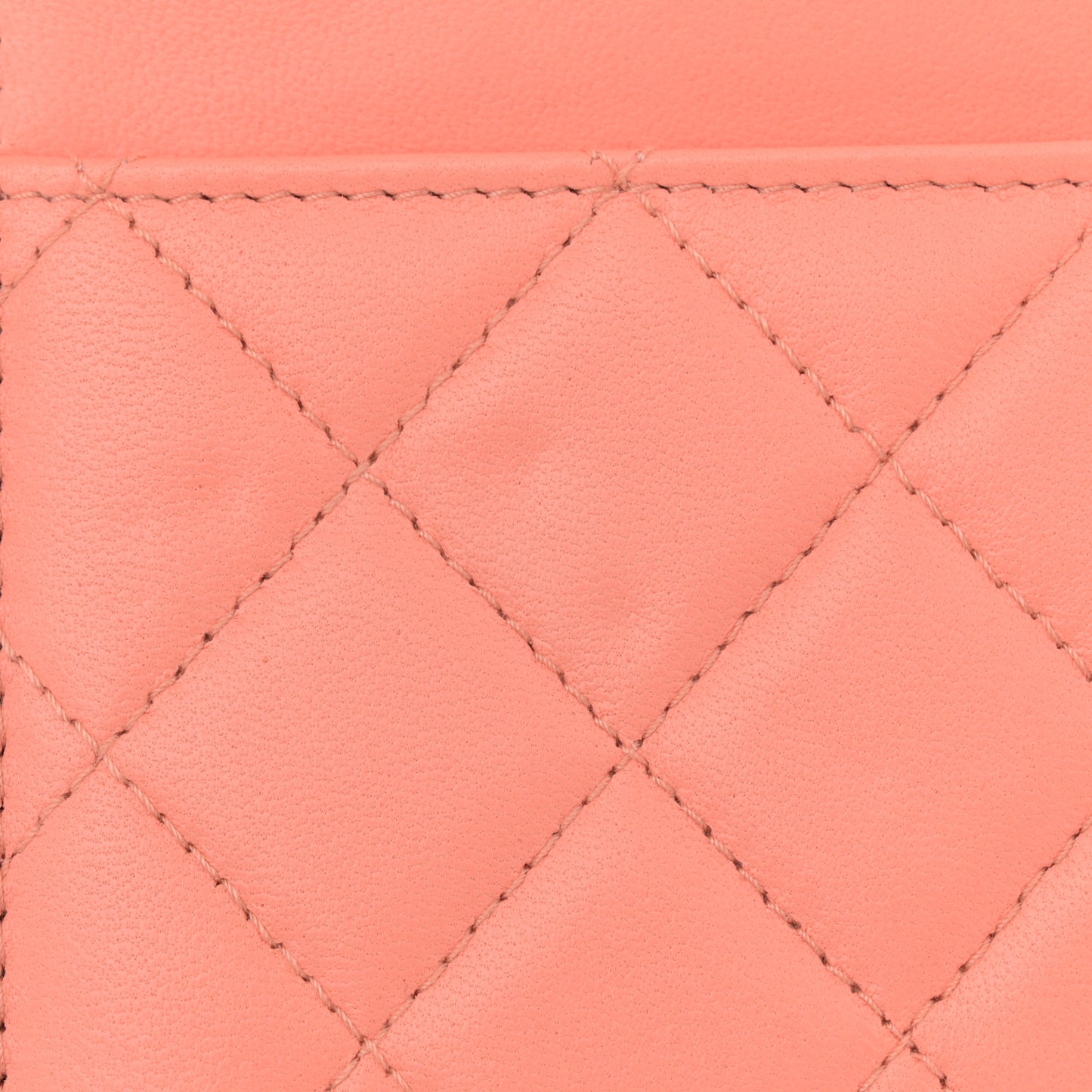 Lambskin Quilted Pearl Crush Wallet on Chain WOC Light Orange