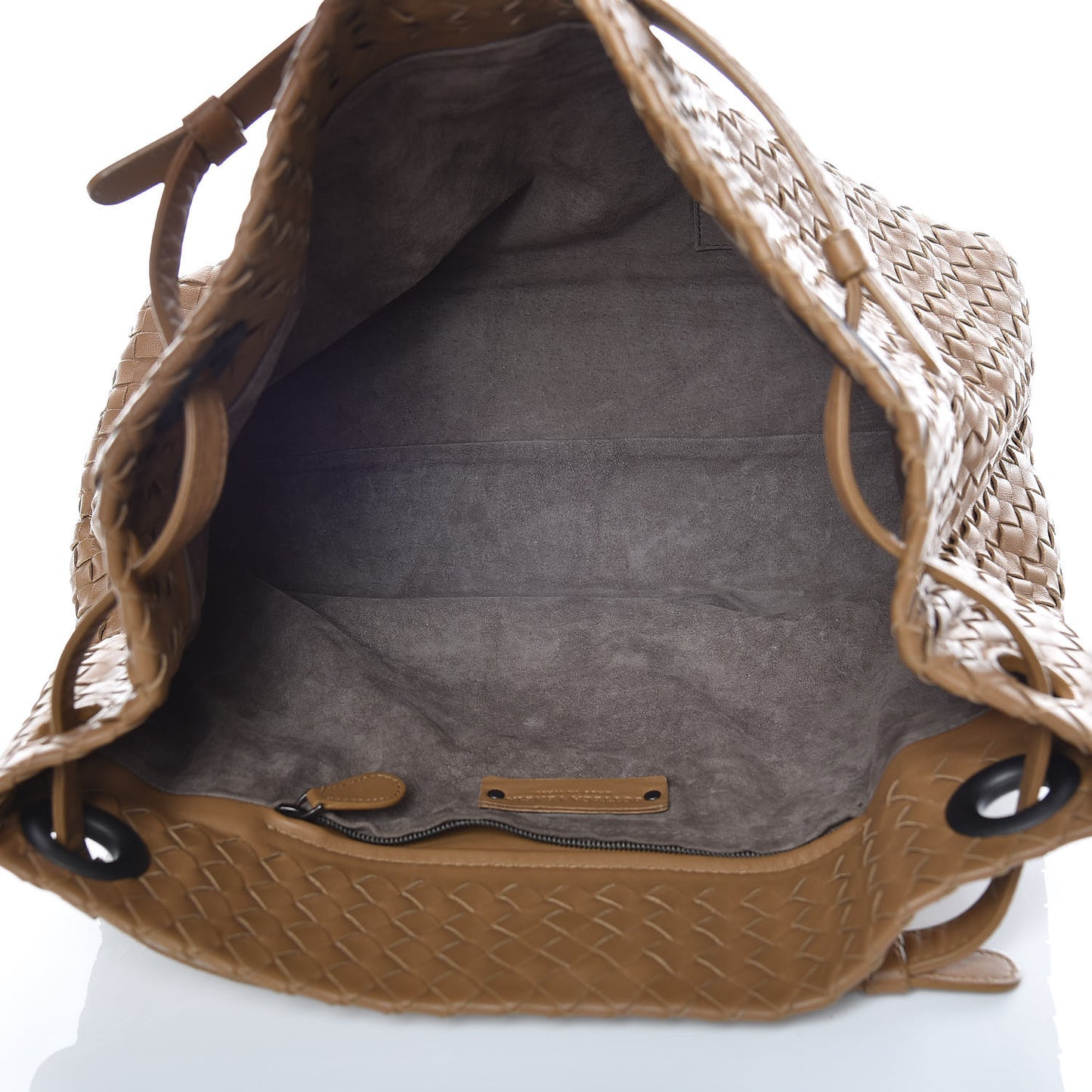 Nappa Intrecciato Medium Garda Shoulder Bag Camel