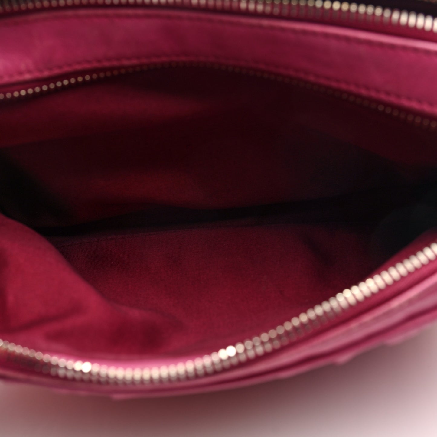 Vitello Lux Matelasse Double Zip Shoulder Bag Peonia