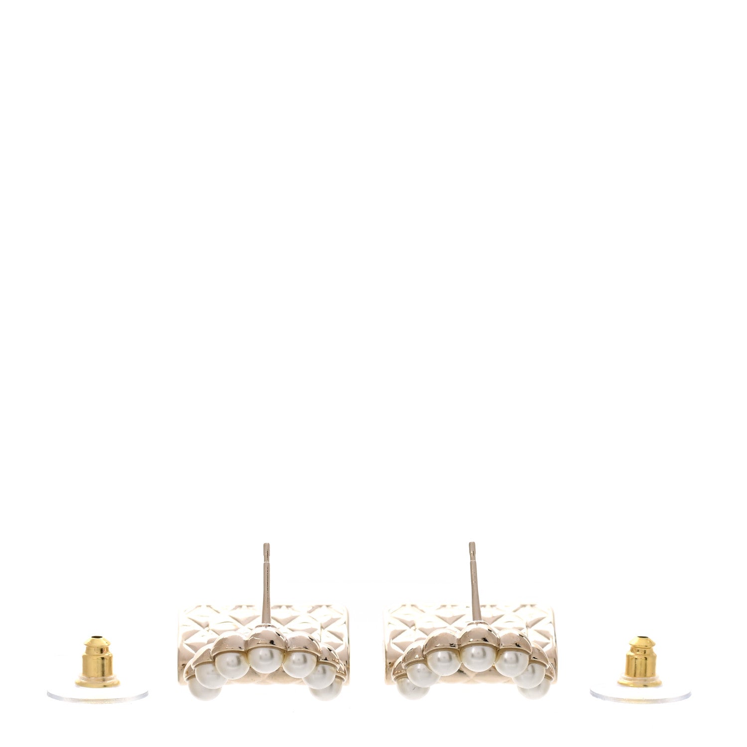 Chanel Pearl Quilted CC Flap Bag Earrings Gold 3 of 5