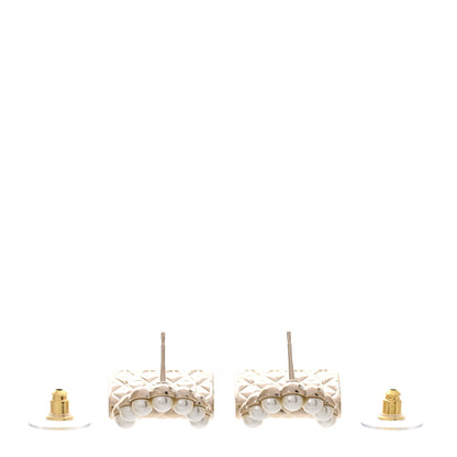 Chanel Pearl Quilted CC Flap Bag Earrings Gold 3 of 5