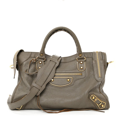 Balenciaga Chevre Gold Metallic Edge Hardware City Gris Taupe 1 of 14
