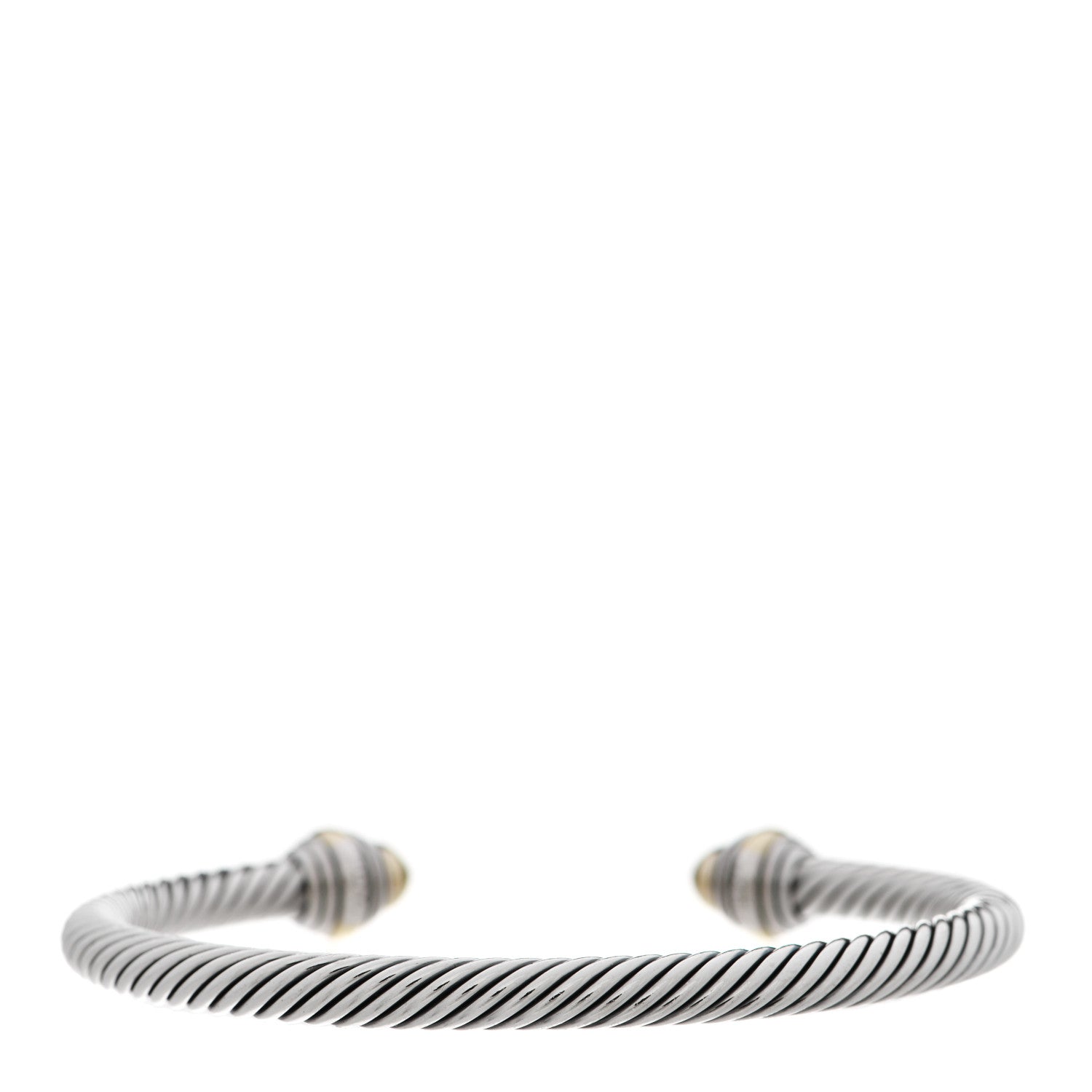 David Yurman Sterling Silver 14K Yellow Gold 5mm Cable Classics Dome Bracelet 2 of 6