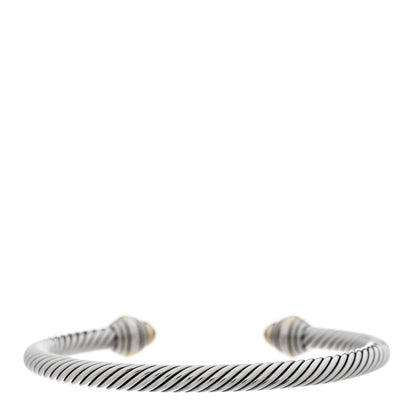David Yurman Sterling Silver 14K Yellow Gold 5mm Cable Classics Dome Bracelet 2 of 6