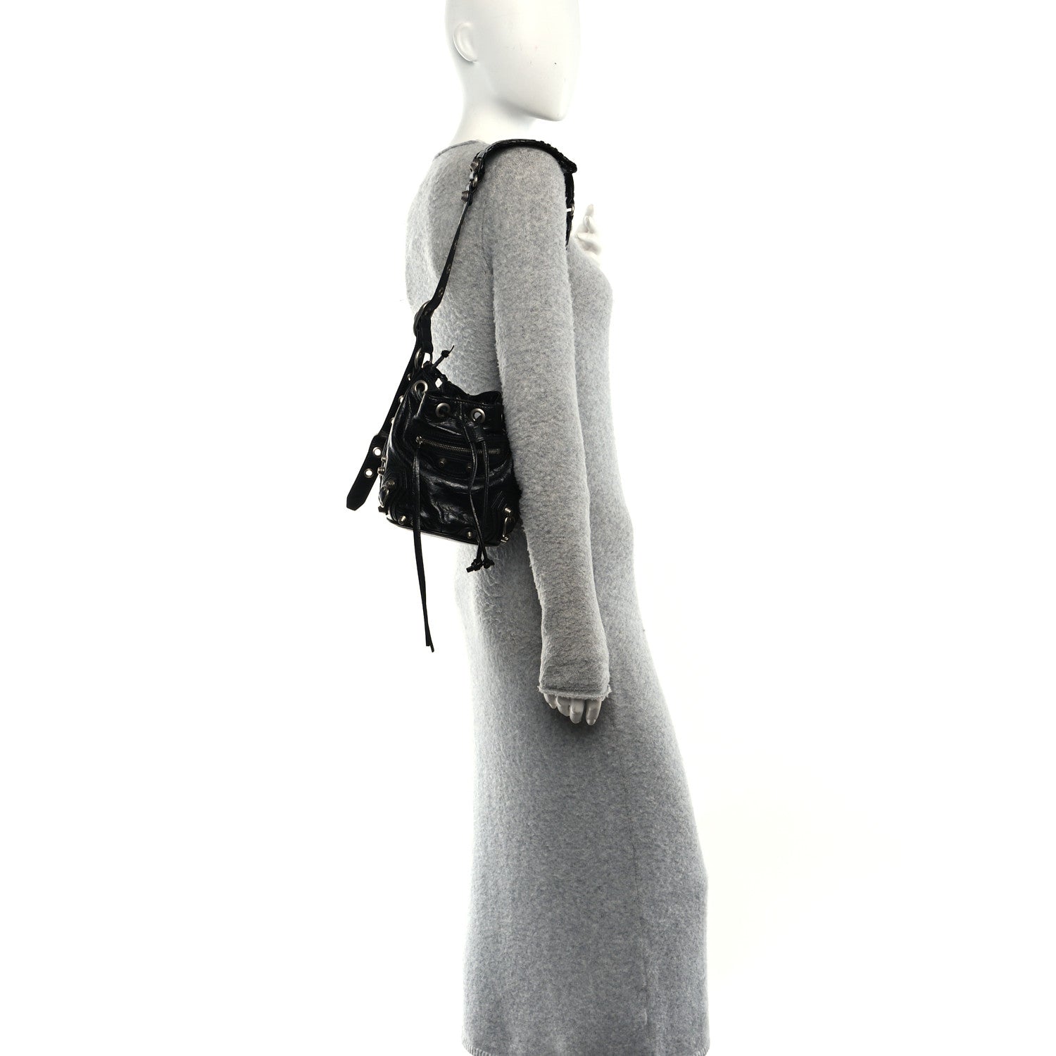 Balenciaga Agneau Arena Le Cagole Bucket Bag XS Black 2 of 11