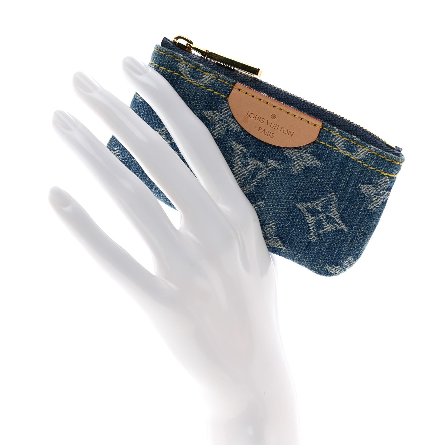 Monogram Denim Key Pouch Denim Blue