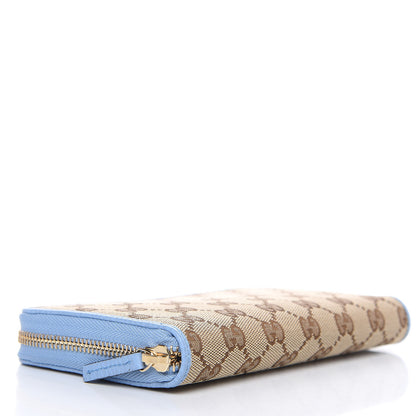 Gucci Monogram Dollar Calfskin Zip Around Wallet Beige Ebony Mineral Blue 4 of 10