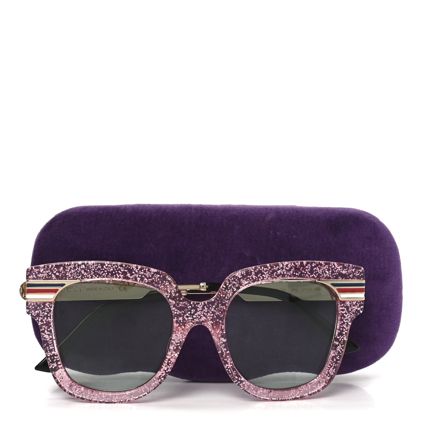 Acetate Square Frame Web Glitter GG0281SA Sunglasses Pink