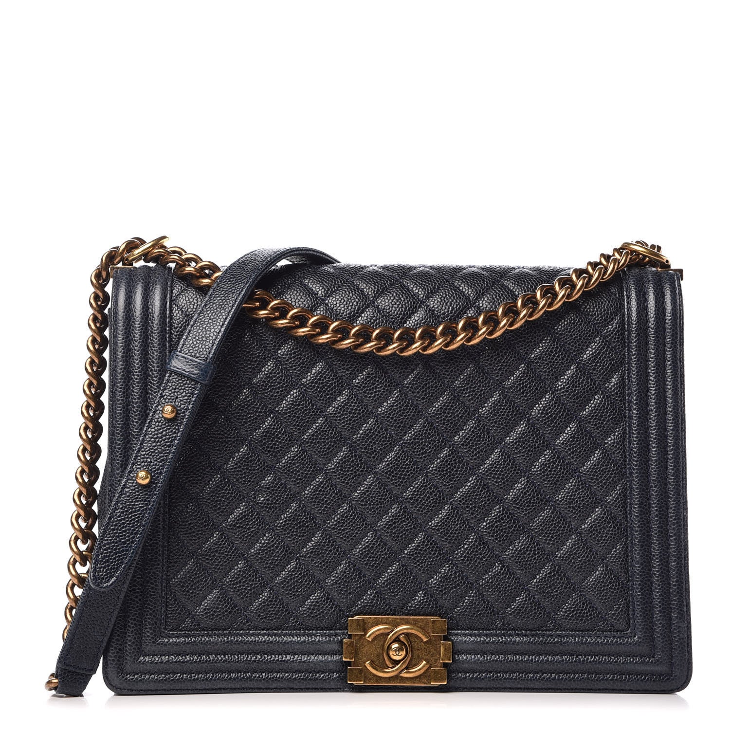 Chanel Caviar Quilted Large Boy Flap Blue 1 of 14