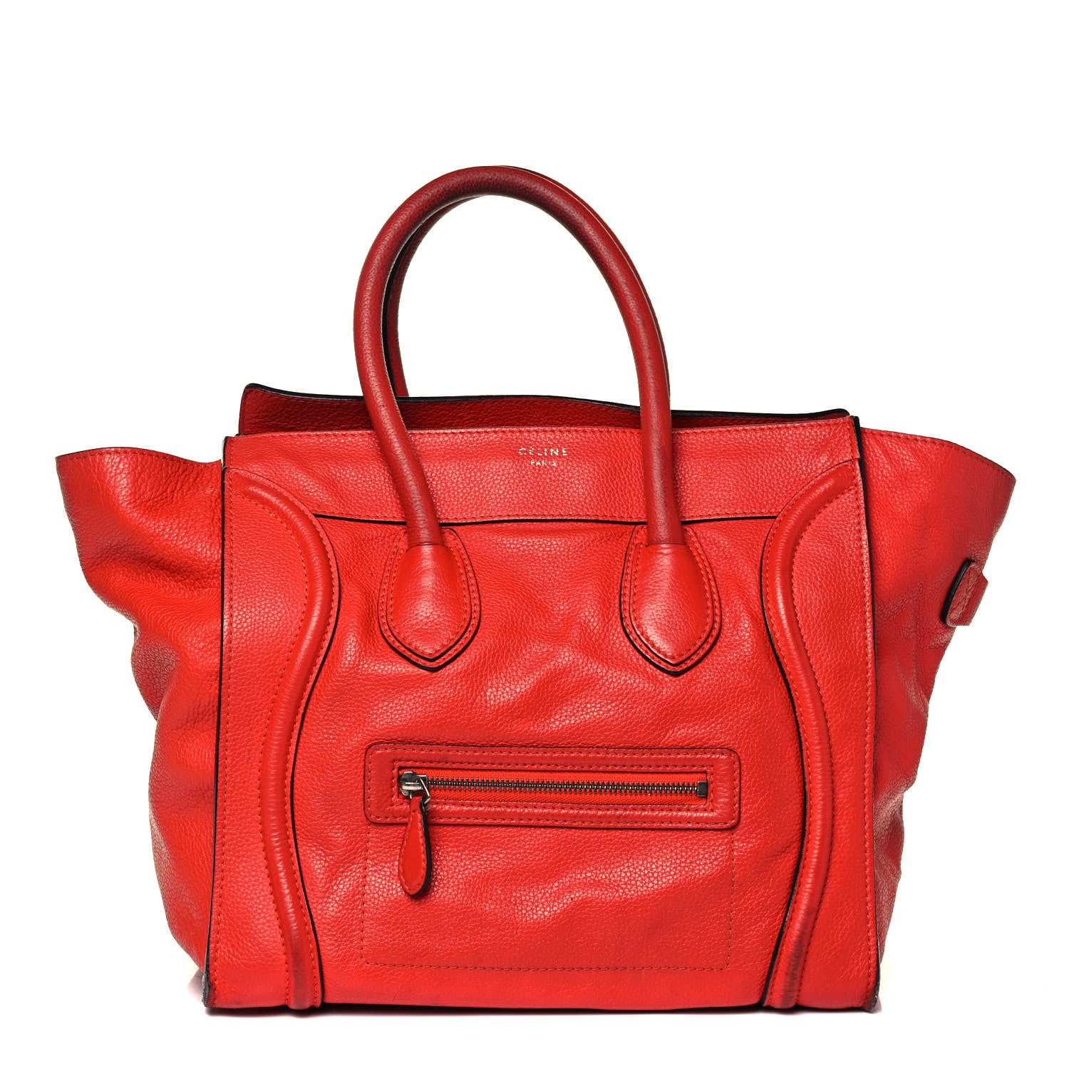 Celine Drummed Calfskin Mini Luggage Vermillion 1 of 12