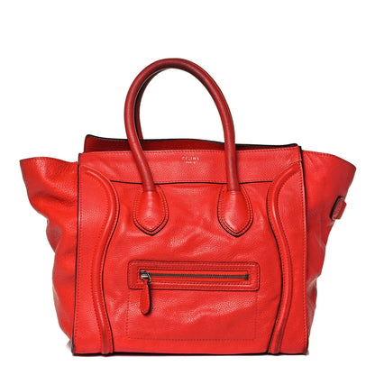 Celine Drummed Calfskin Mini Luggage Vermillion 1 of 12