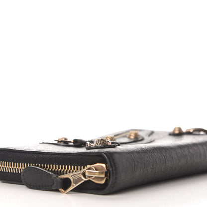 Balenciaga Agneau Giant 12 Rose Gold Hardware Continental Zip Around Wallet Black 6 of 8