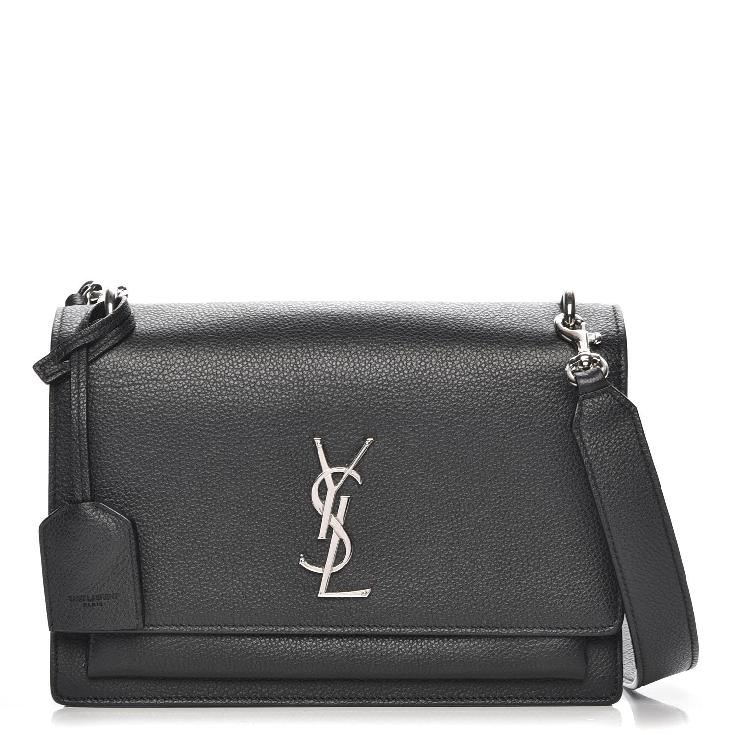 Saint Laurent Grained Calfskin Monogram Sunset Satchel Black 1 of 6