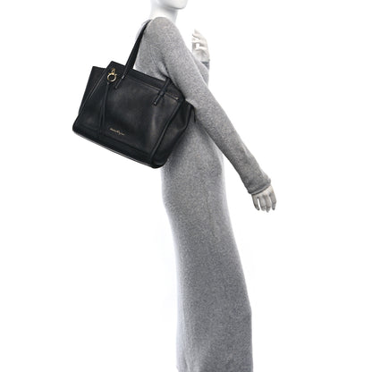 Salvatore Ferragamo Hammered Calfskin Double Handle Large Amy Tote Black 2 of 9