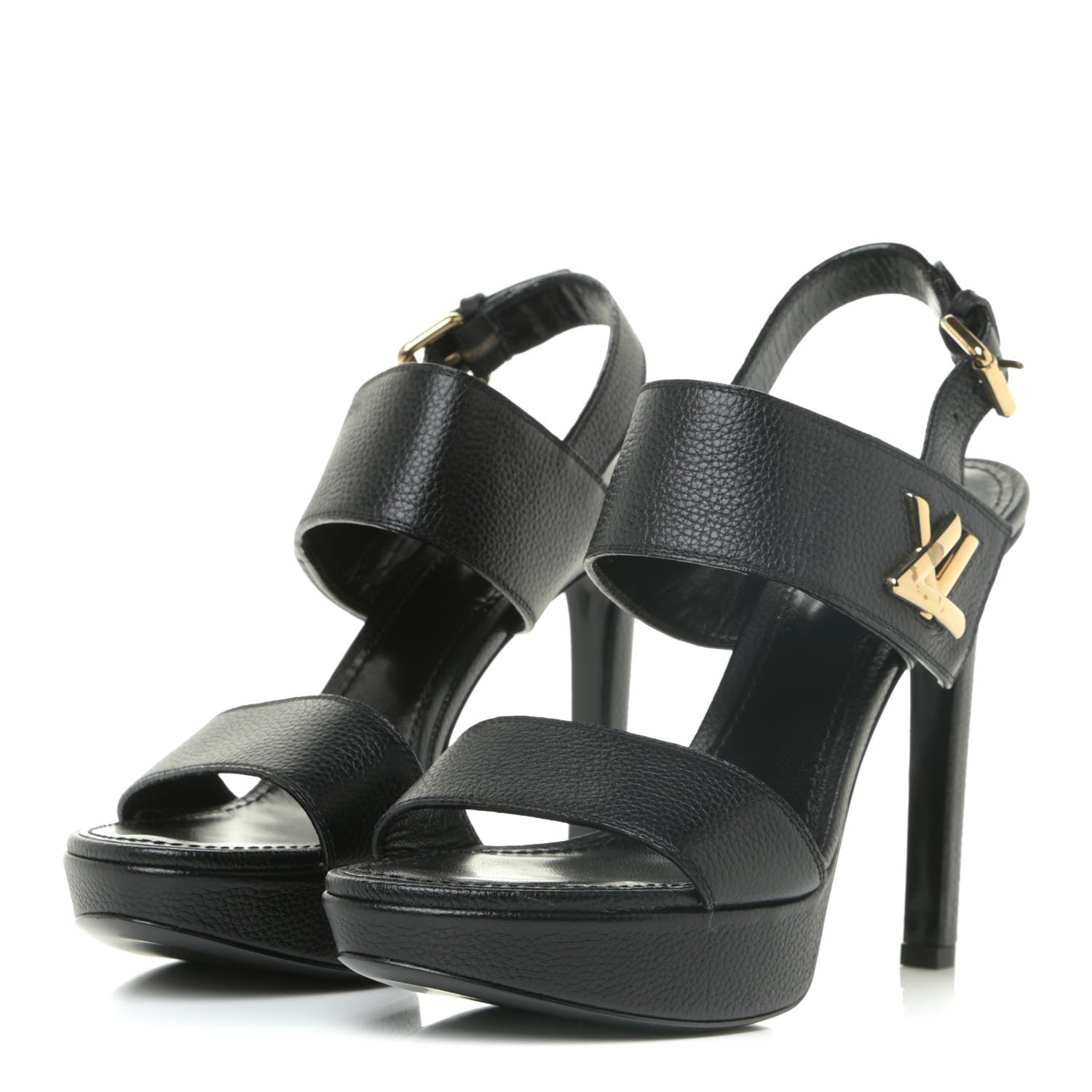 Louis Vuitton Grained Calfskin Horizon Platform Sandals 40 Black 3 of 18