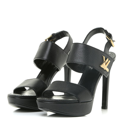 Louis Vuitton Grained Calfskin Horizon Platform Sandals 40 Black 3 of 18