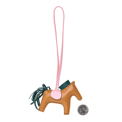 Hermes Milo Lambskin Grigri Rodeo Horse Bag Charm PM Sesame Malachite Rose Sakura 2 of 5