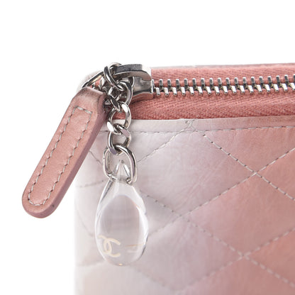 Chanel Ombre Patent Calfskin Quilted Large Gusset Zip Around Wallet Pink White 13 of 18