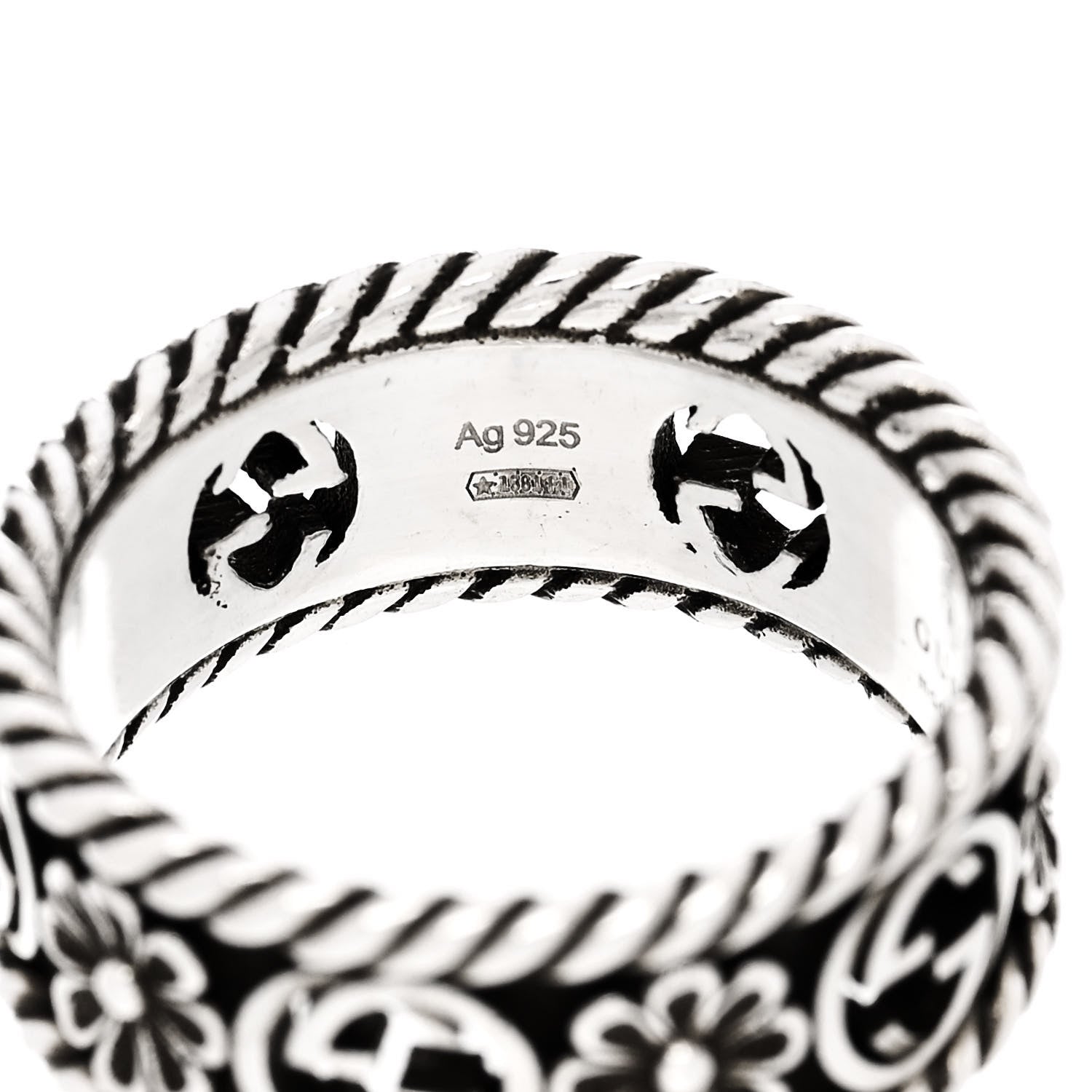 Gucci Sterling Silver Interlocking G Flower Ring 50 5.5 1574889