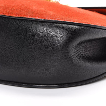 Chloe Suede Smooth Calfskin Drew Shoulder Bag Plaid Red Black 9 of 24