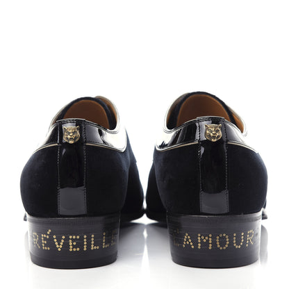 Gucci Velvet Mens Réveille L'Amour Loafers 10 Black 7 of 11