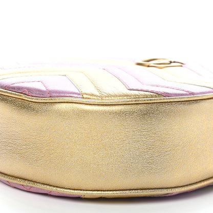 Gucci Metallic Calfskin Matelasse Mini GG Marmont Round Shoulder Bag Gold Pink 9 of 9