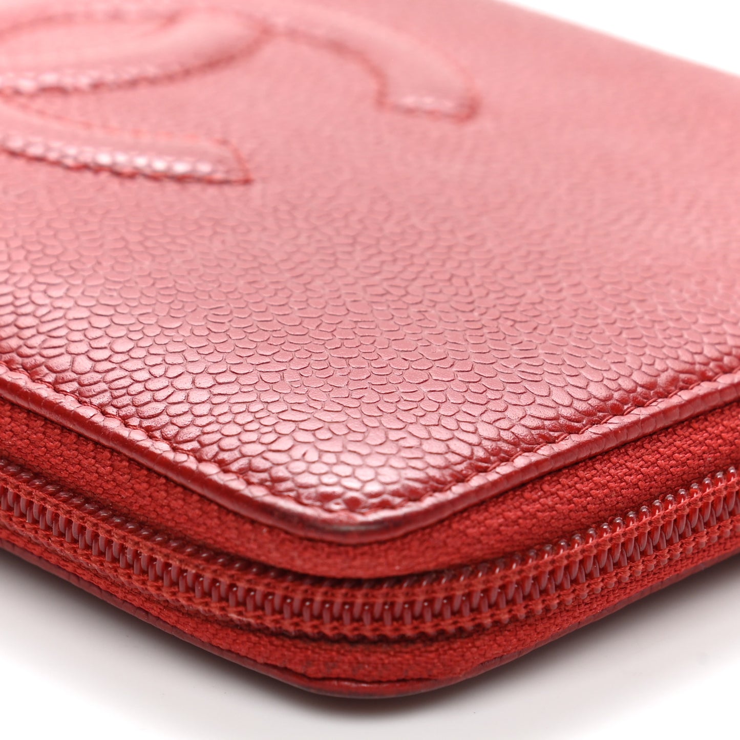 Caviar Large CC Timeless Zip Around Organizer Wallet Red