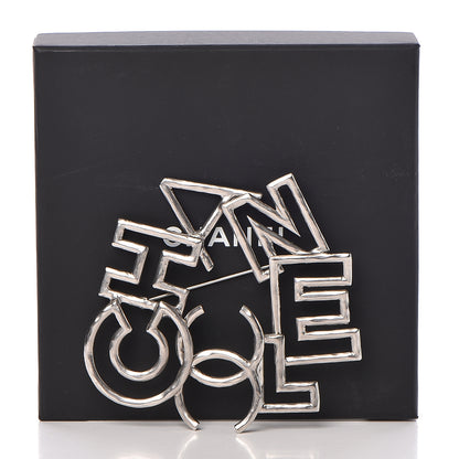 Chanel Metal Logo Brooch Silver 5 of 5