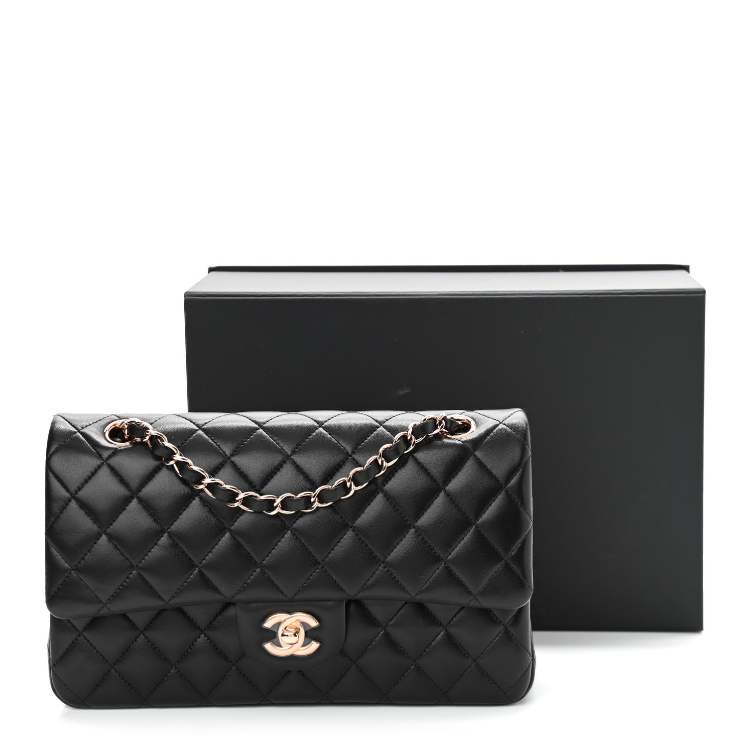 Chanel Lambskin Quilted Medium Double Flap Black 14 of 14