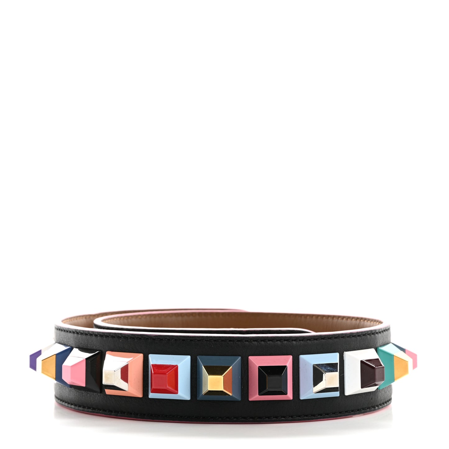 Vitello Dolce Plexiglass Bi-Color Studded Strap You Black Brownie Multicolor