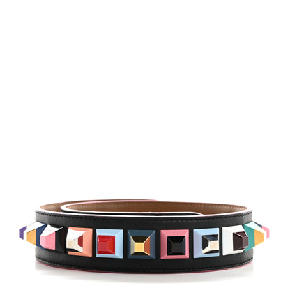 Fendi Vitello Dolce Plexiglass Bi-Color Studded Strap You Black Brownie Multicolor 2 of 6