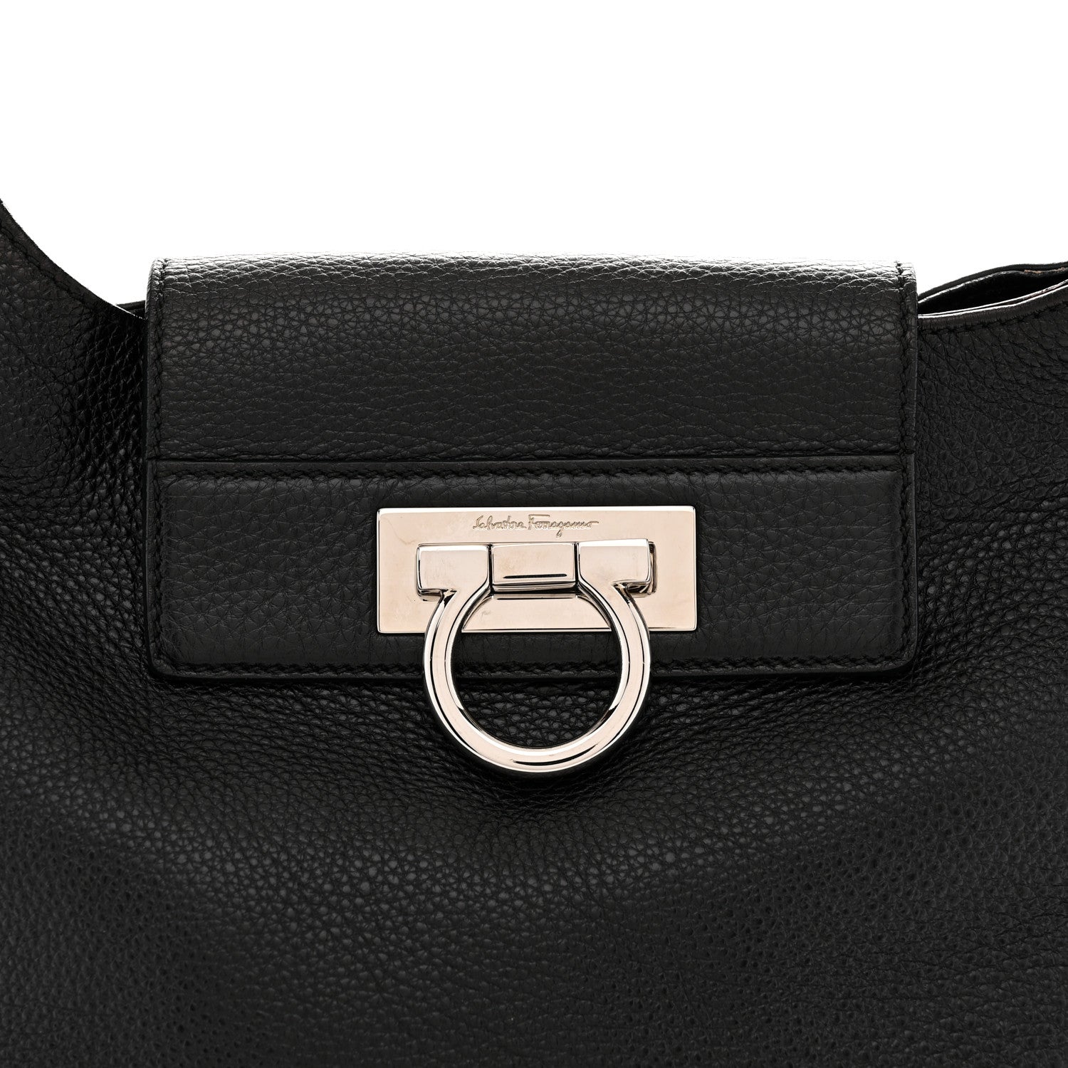 Salvatore Ferragamo Calfskin Fanisa Gancini Large Hobo Black 8 of 12