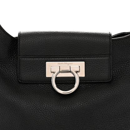 Salvatore Ferragamo Calfskin Fanisa Gancini Large Hobo Black 8 of 12