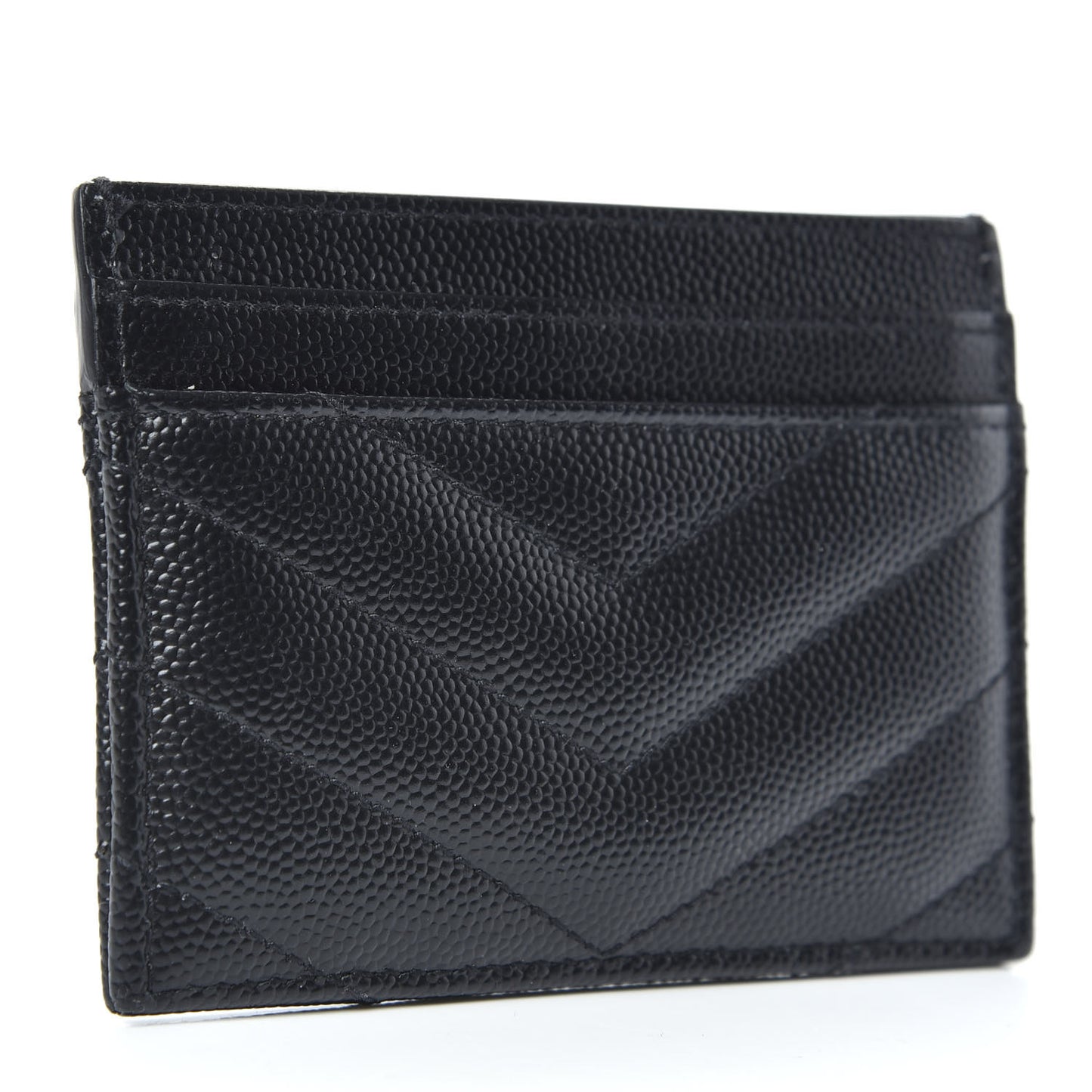 Grain De Poudre Matelasse Chevron Monogram Credit Card Case Black