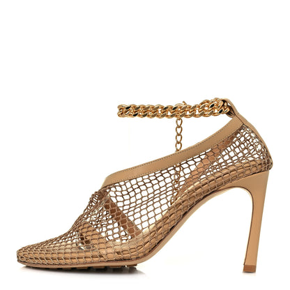Bottega Veneta Mesh Nappa Chunky Chain Sandals 36 Beige Pony 1 of 8