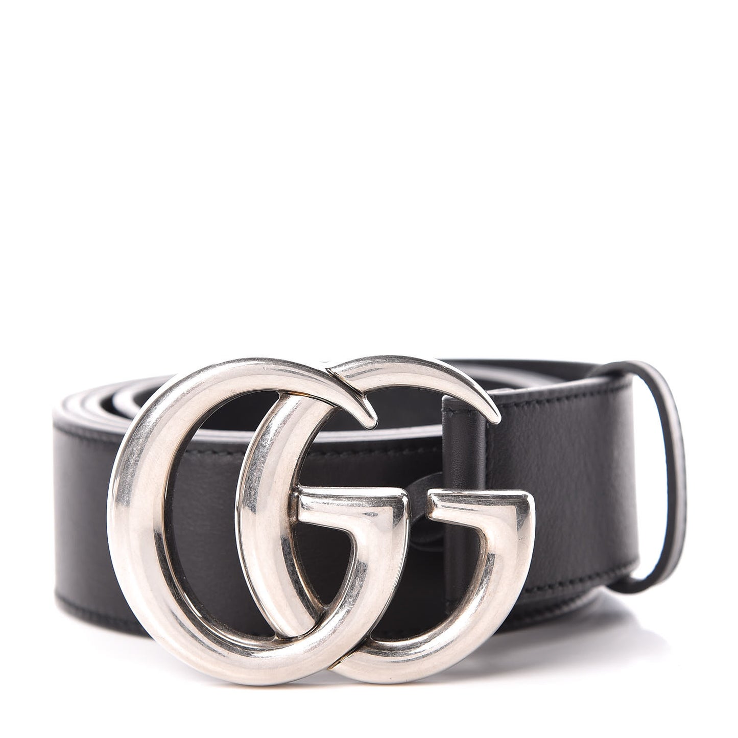 Moon Calfskin Nickel Double G 40mm Belt 110 44 Black
