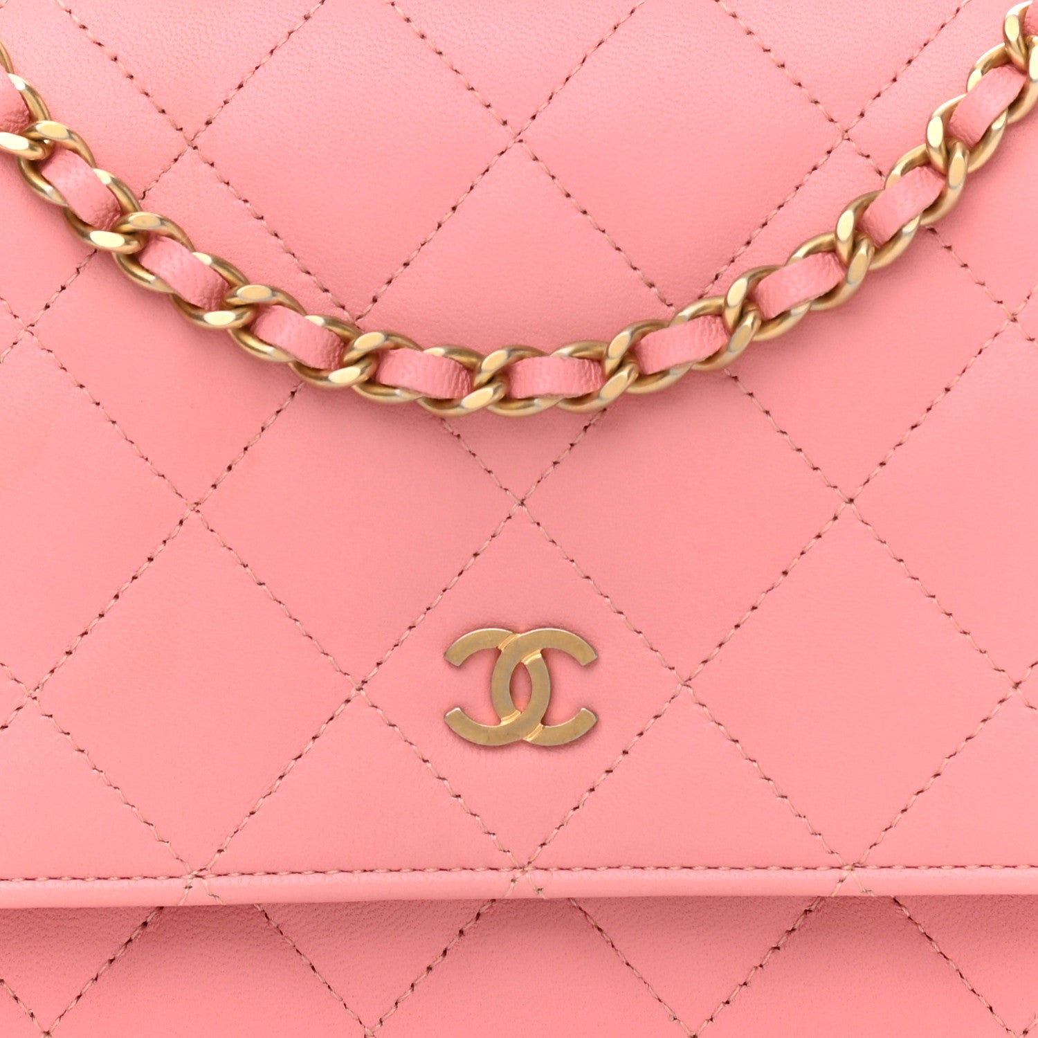 Chanel Lambskin Quilted Wallet On Chain WOC Pink 11 of 13