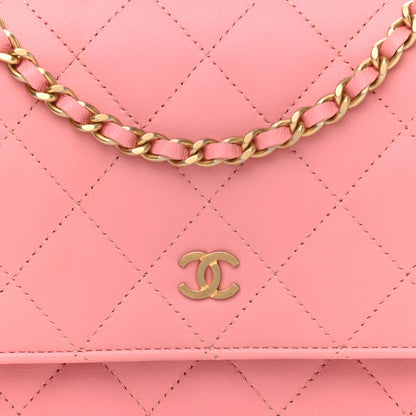 Chanel Lambskin Quilted Wallet On Chain WOC Pink 11 of 13