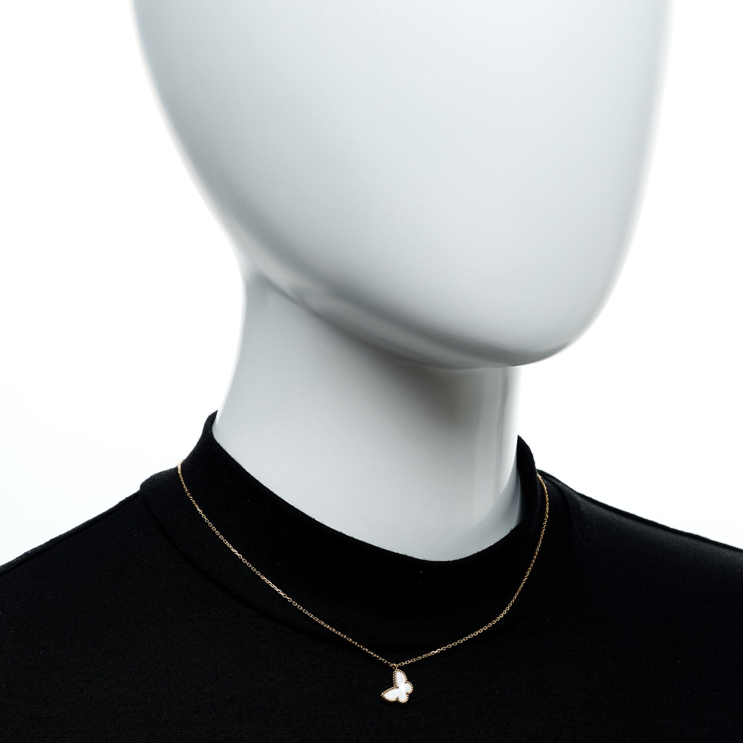 Van Cleef & Arpels 18K Yellow Gold Mother of Pearl Sweet Alhambra Butterfly Pendant Necklace 6 of 6