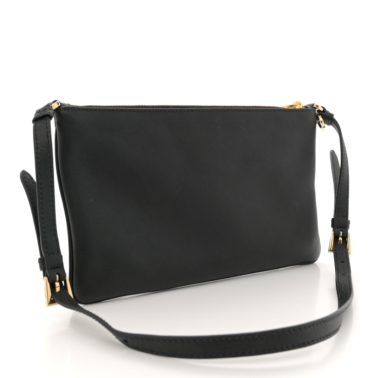 Calfskin Triangle Pouch Shoulder Bag Black
