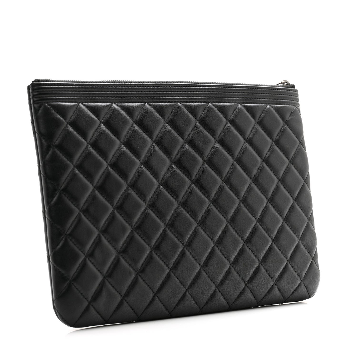Lambskin Quilted Medium Boy Cosmetic Case Black