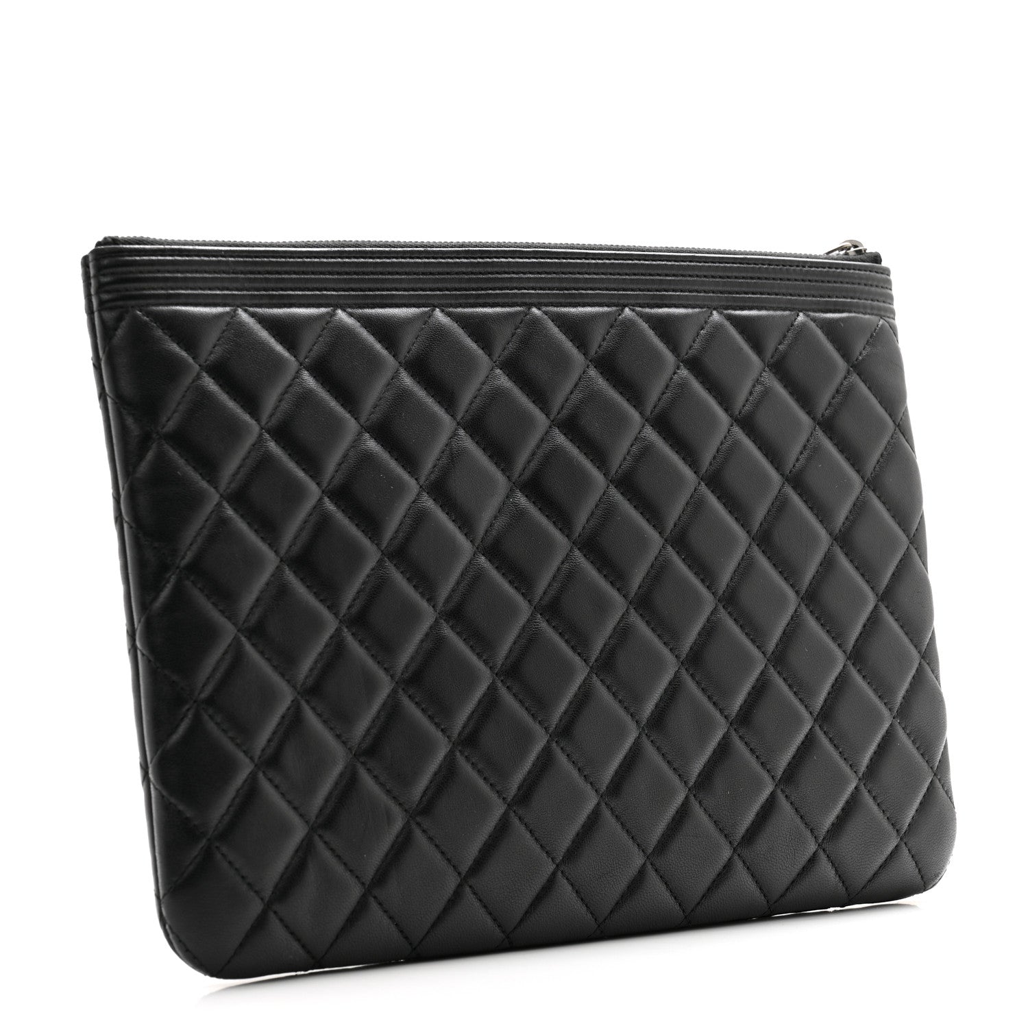 Chanel Lambskin Quilted Medium Boy Cosmetic Case Black 3 of 9