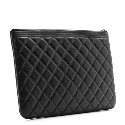 Chanel Lambskin Quilted Medium Boy Cosmetic Case Black 3 of 9