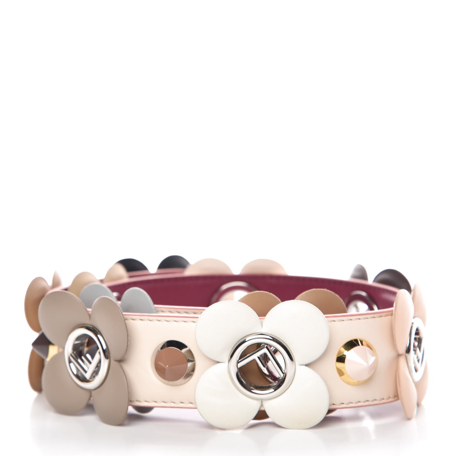 Fendi Calfskin F is Studded Flower Strap You Camelia 2 of 5